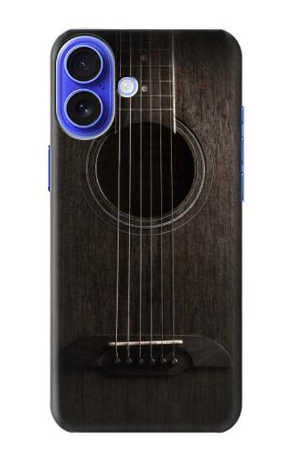 W3834 Guitare noire Old Woods Etui Coque Housse et Flip Housse Cuir pour iPhone 16