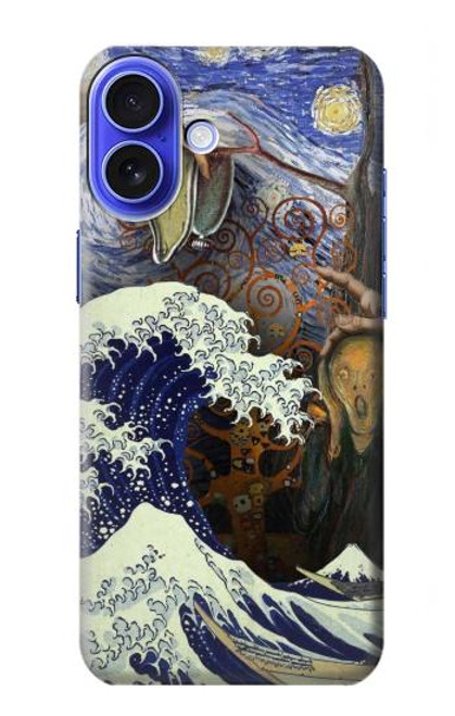 W3851 Monde de l'art Van Gogh Hokusai Da Vinci Etui Coque Housse et Flip Housse Cuir pour iPhone 16