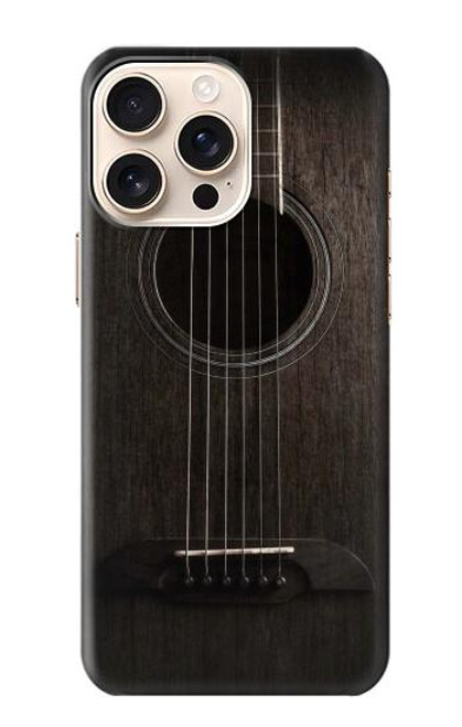 W3834 Guitare noire Old Woods Etui Coque Housse et Flip Housse Cuir pour iPhone 16 pro