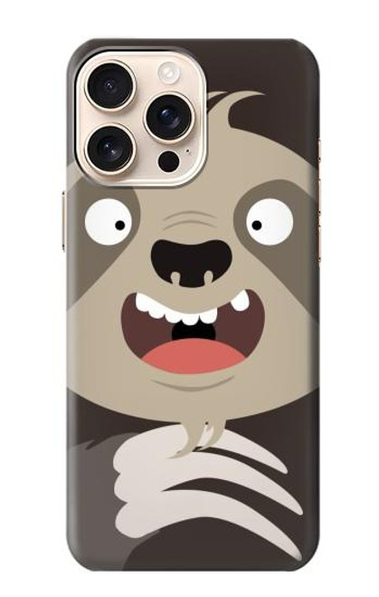 W3855 Dessin animé visage paresseux Etui Coque Housse et Flip Housse Cuir pour iPhone 16 pro