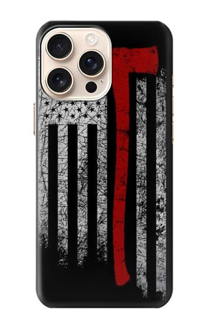 W3958 Drapeau de hache de pompier Etui Coque Housse et Flip Housse Cuir pour iPhone 16 pro