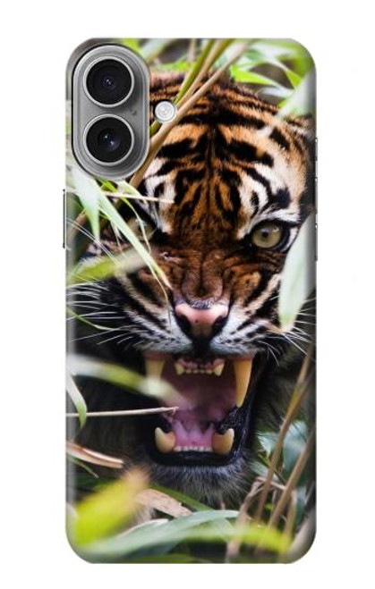 W3838 Tigre du Bengale qui aboie Etui Coque Housse et Flip Housse Cuir pour iPhone 16 plus