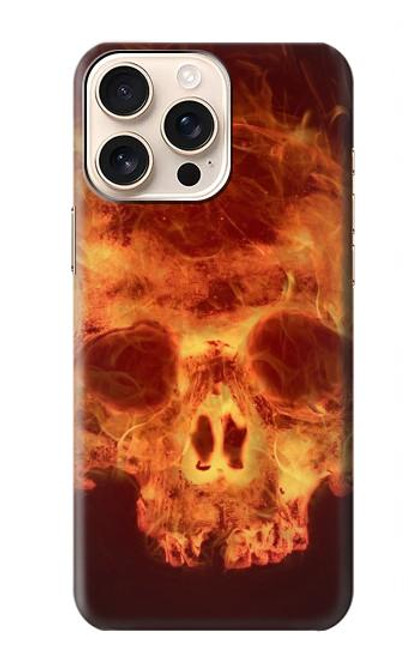 W3881 Crâne de feu Etui Coque Housse et Flip Housse Cuir pour iPhone 16 pro max