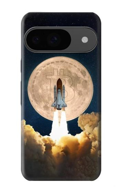 W3859 Bitcoin à la Lune Etui Coque Housse et Flip Housse Cuir pour Google Pixel 9