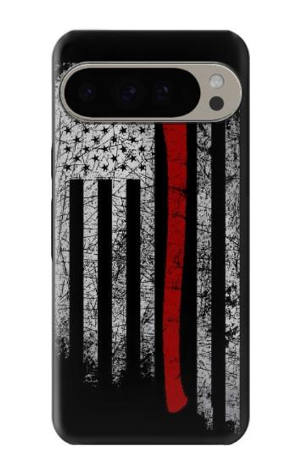 W3958 Drapeau de hache de pompier Etui Coque Housse et Flip Housse Cuir pour Google Pixel 9 Pro XL