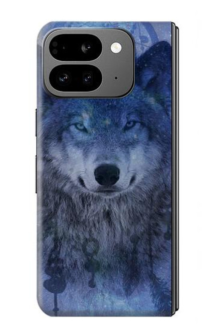 W3410 Loup Dream Catcher Etui Coque Housse et Flip Housse Cuir pour Google Pixel 9 Pro Fold