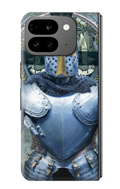 W3864 Templier Médiéval Chevalier Armure Lourde Etui Coque Housse et Flip Housse Cuir pour Google Pixel 9 Pro Fold