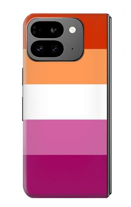 W3887 Drapeau de la fierté lesbienne Etui Coque Housse et Flip Housse Cuir pour Google Pixel 9 Pro Fold