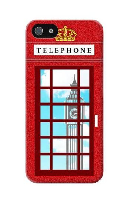 W2059 Angleterre britannique Cabine téléphonique Minimaliste Etui Coque Housse et Flip Housse Cuir pour iPhone 5C