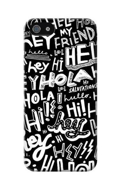 W2744 Hey Salut Bonjour Motif Art Etui Coque Housse et Flip Housse Cuir pour iPhone 5C