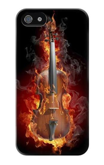 W0864 Violon feu Etui Coque Housse et Flip Housse Cuir pour iPhone 4 4S