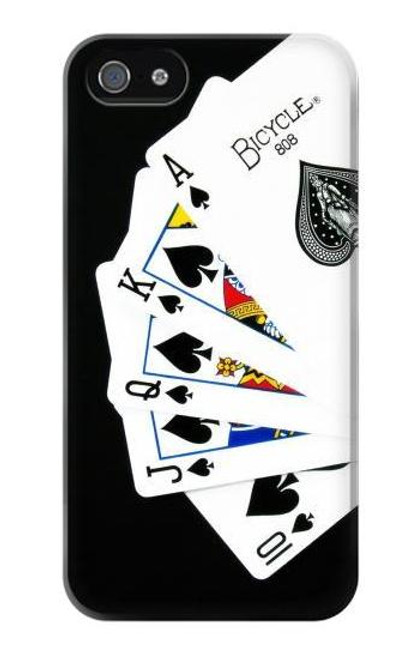 W1078 Poker Royal Flush droite Etui Coque Housse et Flip Housse Cuir pour iPhone 4 4S