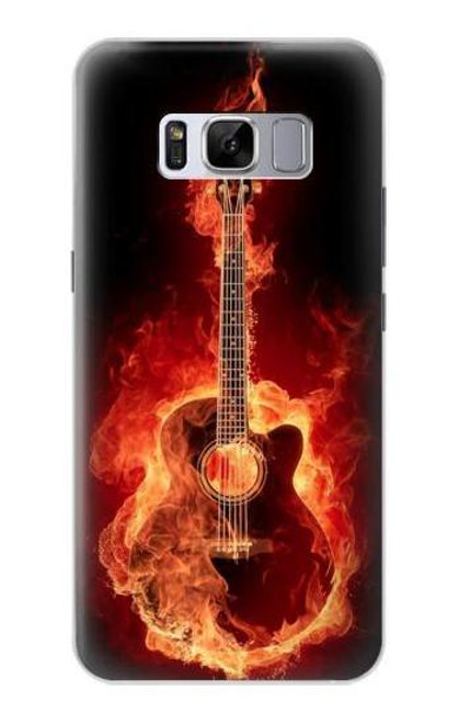 W0415 Graver guitare feu Etui Coque Housse et Flip Housse Cuir pour Samsung Galaxy S8 Plus