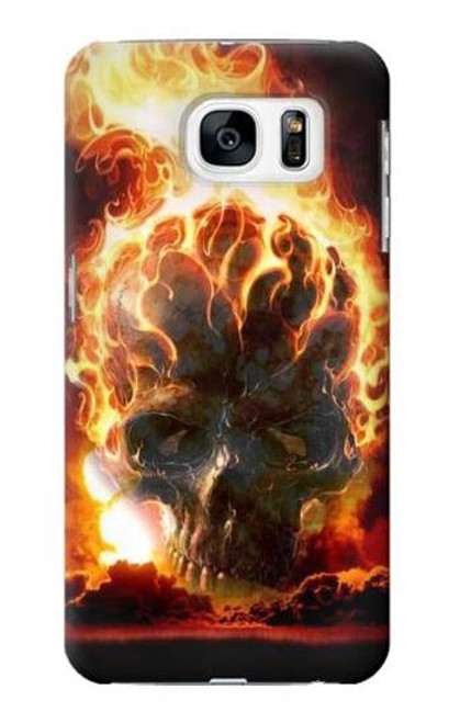 W0863 De feu crâne Etui Coque Housse et Flip Housse Cuir pour Samsung Galaxy S7