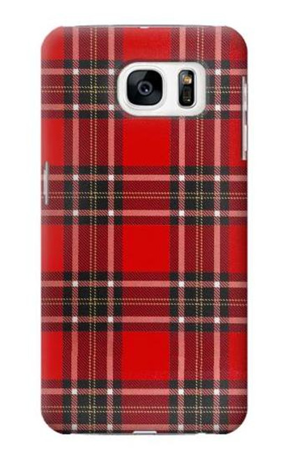 W2374 Motif Tartan Rouge Etui Coque Housse et Flip Housse Cuir pour Samsung Galaxy S7