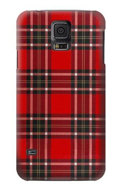 W2374 Motif Tartan Rouge Etui Coque Housse et Flip Housse Cuir pour Samsung Galaxy S5