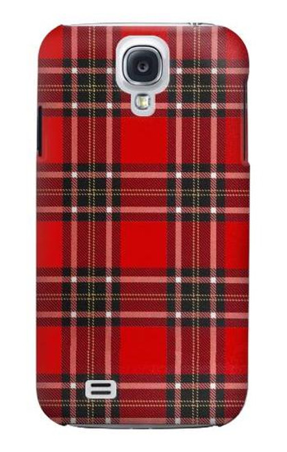 W2374 Motif Tartan Rouge Etui Coque Housse et Flip Housse Cuir pour Samsung Galaxy S4