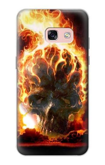 W0863 De feu crâne Etui Coque Housse et Flip Housse Cuir pour Samsung Galaxy A3 (2017)