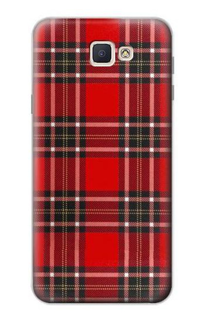 W2374 Motif Tartan Rouge Etui Coque Housse et Flip Housse Cuir pour Samsung Galaxy J7 Prime