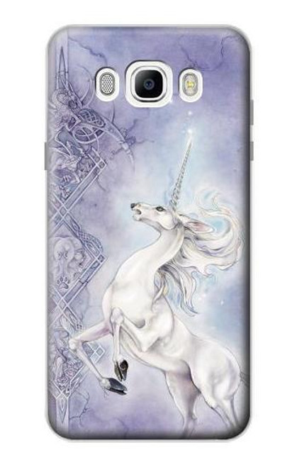 W1134 Cheval Blanc Licorne Etui Coque Housse et Flip Housse Cuir pour Samsung Galaxy J7 (2016)