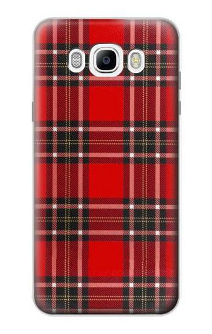 W2374 Motif Tartan Rouge Etui Coque Housse et Flip Housse Cuir pour Samsung Galaxy J7 (2016)