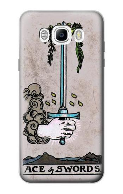 W2482 Carte de tarot As des épées Etui Coque Housse et Flip Housse Cuir pour Samsung Galaxy J7 (2016)