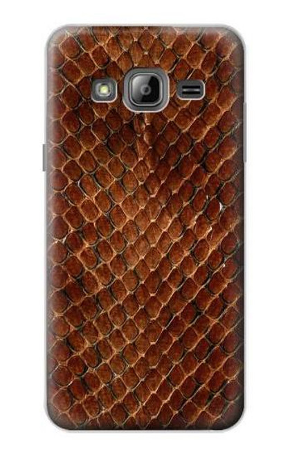 W0555 serpent Peau Etui Coque Housse et Flip Housse Cuir pour Samsung Galaxy J3 (2016)