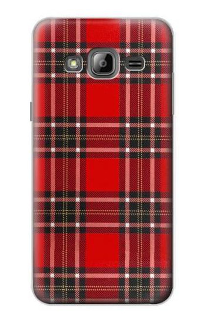 W2374 Motif Tartan Rouge Etui Coque Housse et Flip Housse Cuir pour Samsung Galaxy J3 (2016)