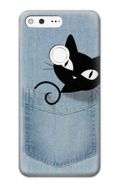 W2641 Noir Chat Poche Etui Coque Housse et Flip Housse Cuir pour Google Pixel XL