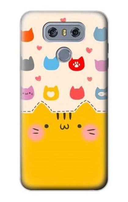 W2442 Chat mignon drôle Dessin animé Etui Coque Housse et Flip Housse Cuir pour LG G6