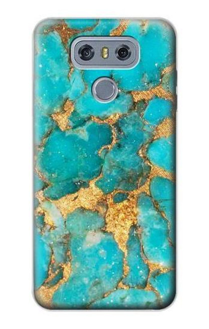 W2906 Aqua Turquoise Pierre Etui Coque Housse et Flip Housse Cuir pour LG G6