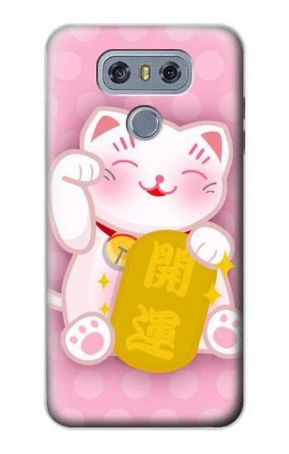 W3025 Rose Maneki Neko chat chanceux Etui Coque Housse et Flip Housse Cuir pour LG G6