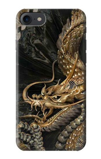 W0426 Dragon d'or Etui Coque Housse et Flip Housse Cuir pour iPhone 7, iPhone 8, iPhone SE (2020) (2022)