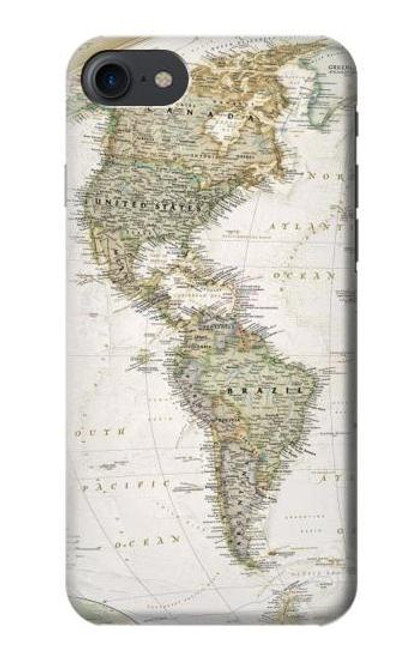 W0604 Carte du monde Etui Coque Housse et Flip Housse Cuir pour iPhone 7, iPhone 8, iPhone SE (2020) (2022)