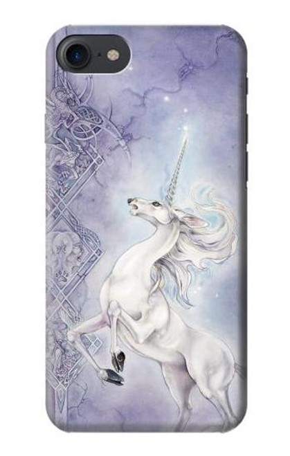 W1134 Cheval Blanc Licorne Etui Coque Housse et Flip Housse Cuir pour iPhone 7, iPhone 8, iPhone SE (2020) (2022)