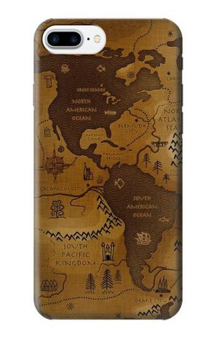 W2861 Carte antique du monde Etui Coque Housse et Flip Housse Cuir pour iPhone 7 Plus, iPhone 8 Plus