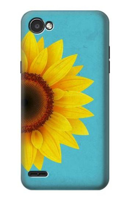 W3039 Tournesol Bleu millésimé Etui Coque Housse et Flip Housse Cuir pour LG Q6