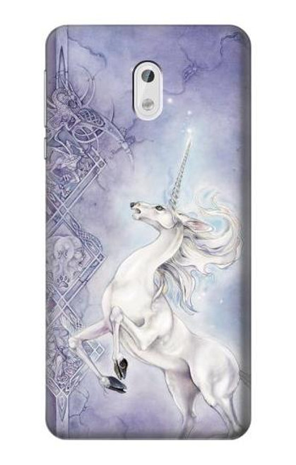 W1134 Cheval Blanc Licorne Etui Coque Housse et Flip Housse Cuir pour Nokia 3