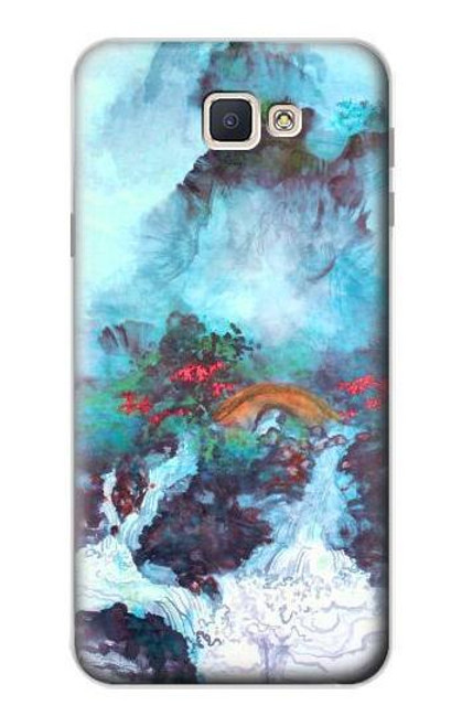 W2724 Dragon Blanc Piscine Haisu Lui Etui Coque Housse et Flip Housse Cuir pour Samsung Galaxy J7 Prime (SM-G610F)