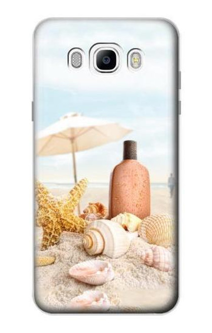 W1425 Seashells sur la plage Etui Coque Housse et Flip Housse Cuir pour Samsung Galaxy J7 (2016)