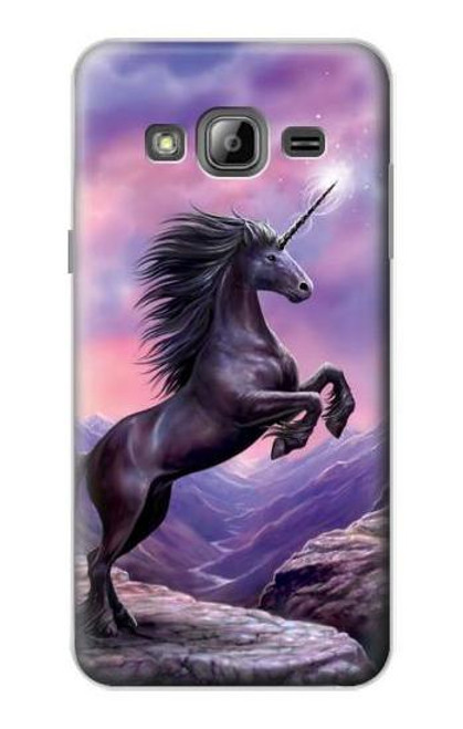 W1461 Licorne Fantaisie Cheval Etui Coque Housse et Flip Housse Cuir pour Samsung Galaxy J3 (2016)