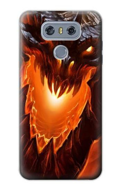 W0414 Dragon de feu Etui Coque Housse et Flip Housse Cuir pour LG G6