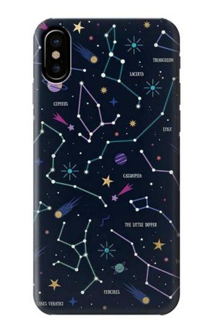 W3220 Carte Zodiaque étoiles Constellations Etui Coque Housse et Flip Housse Cuir pour iPhone 7, iPhone 8, iPhone SE (2020) (2022)