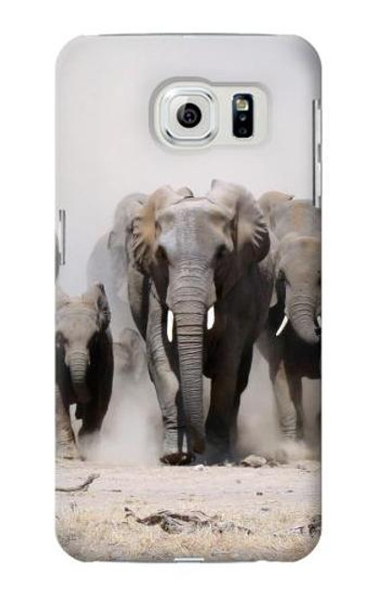 W3142 éléphant d'Afrique Etui Coque Housse et Flip Housse Cuir pour Samsung Galaxy S6