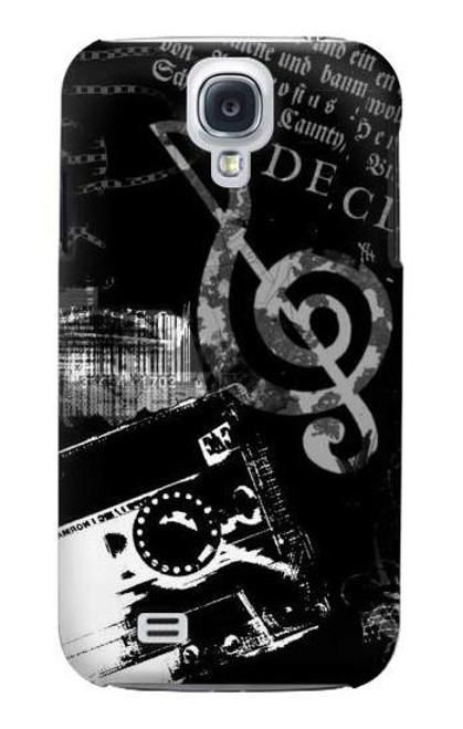 W3197 Musique Cassette note Etui Coque Housse et Flip Housse Cuir pour Samsung Galaxy S4