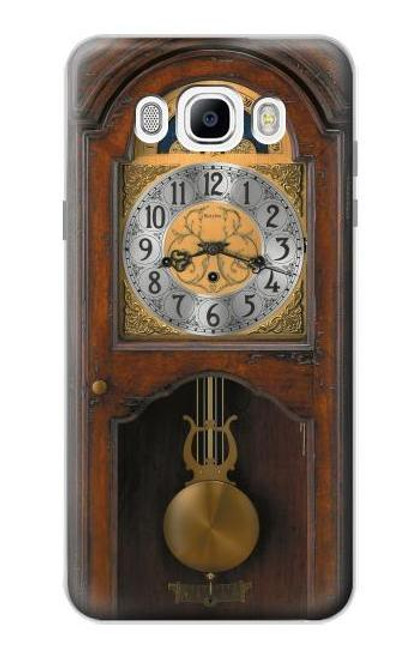 W3173 Grand-père Horloge Antique Horloge murale Etui Coque Housse et Flip Housse Cuir pour Samsung Galaxy J7 (2016)