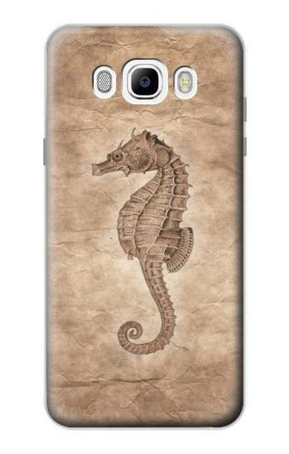 W3214 Hippocampe squelette Fossile Etui Coque Housse et Flip Housse Cuir pour Samsung Galaxy J7 (2016)