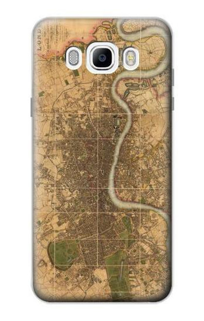 W3230 Carte de Londres millésimé Etui Coque Housse et Flip Housse Cuir pour Samsung Galaxy J7 (2016)