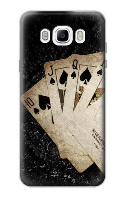 W3231 Cartes royales millésimé Flush droite Etui Coque Housse et Flip Housse Cuir pour Samsung Galaxy J7 (2016)