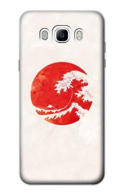 W3237 Waves Japon Drapeau Etui Coque Housse et Flip Housse Cuir pour Samsung Galaxy J7 (2016)